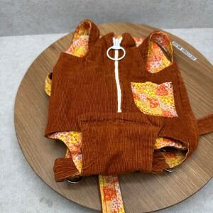 Punkin Pak Vintage Baby Doll Carrier Brown Orange Corduroy Floral 70s